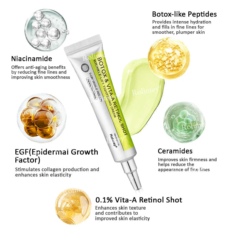 👨‍⚕️👨‍⚕️👨‍⚕️Made and shipped from the USA 💫Rolimey® Botox & Vita-A Retinol Shot Wrinkle-Lift Tightening cream - Last Day Promotion 50% OFF