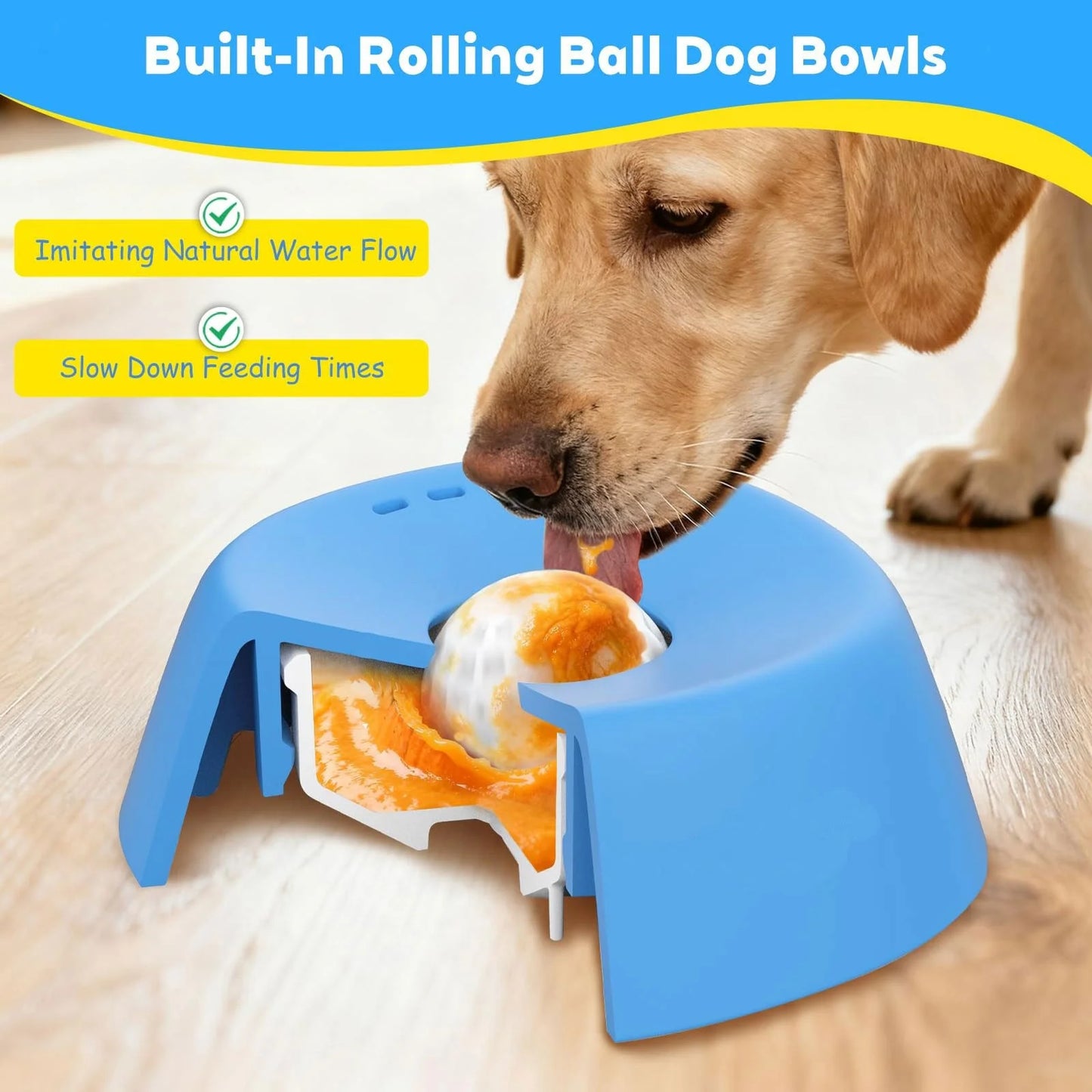 Slow Feeder Dog Bowl - No Spill & Multi-Functional for Liquid Treats
