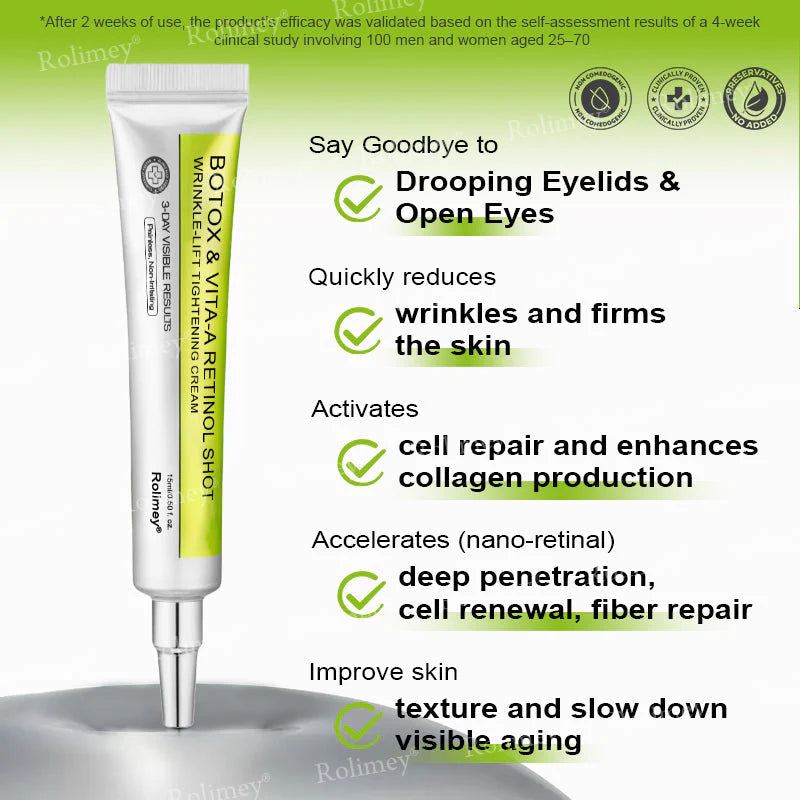 👨‍⚕️👨‍⚕️👨‍⚕️Made and shipped from the USA 💫Rolimey® Botox & Vita-A Retinol Shot Wrinkle-Lift Tightening cream - Last Day Promotion 50% OFF